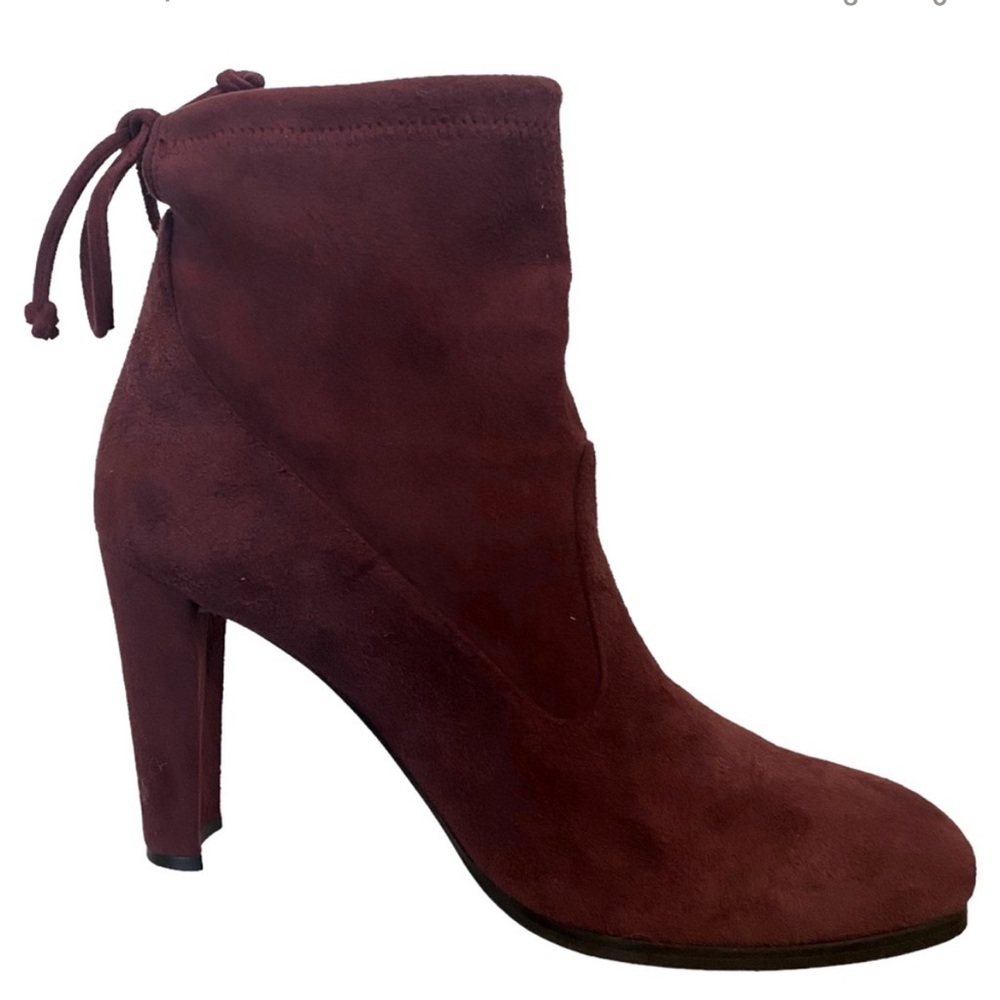 Stuart Weitzman Burgundy Stretch Suede High Heeled Booties Size 7.5